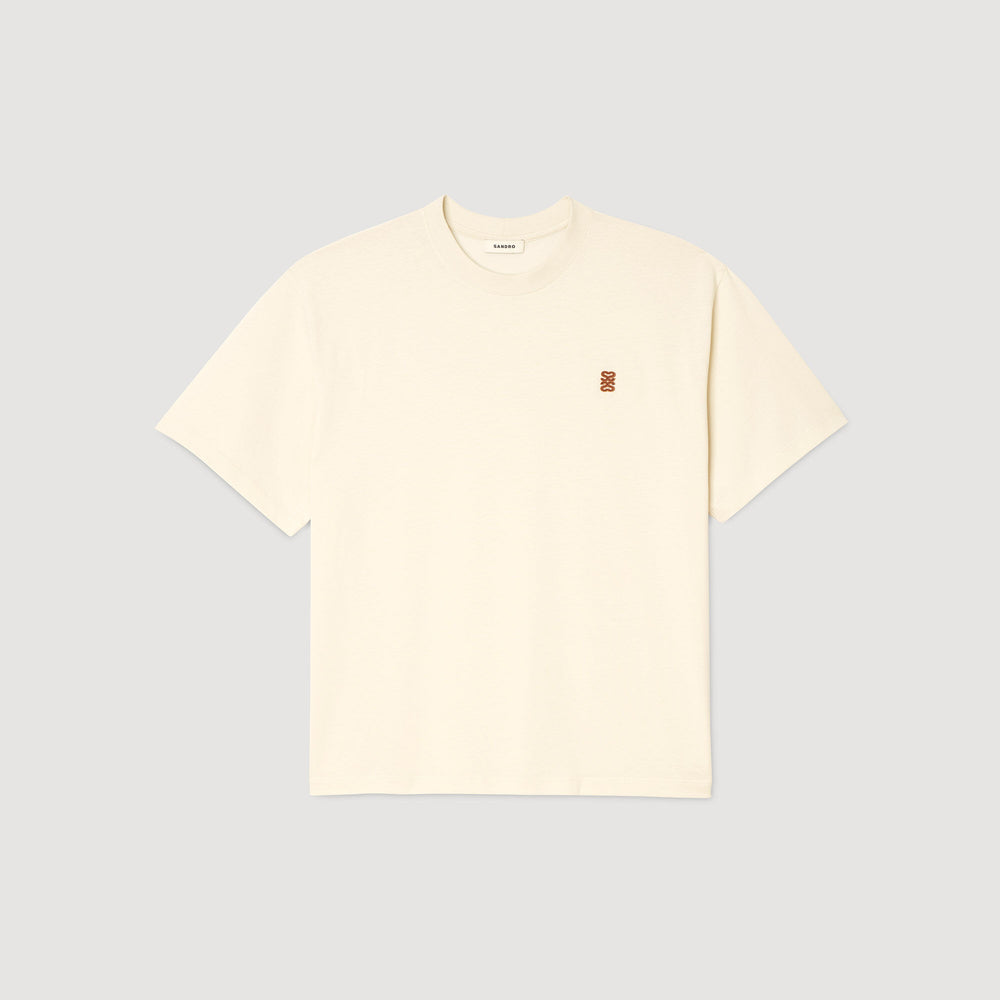 Sandro Men Leather logo T-shirt